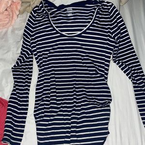 Old Navy maternity dark blue striped long sleeve, size small